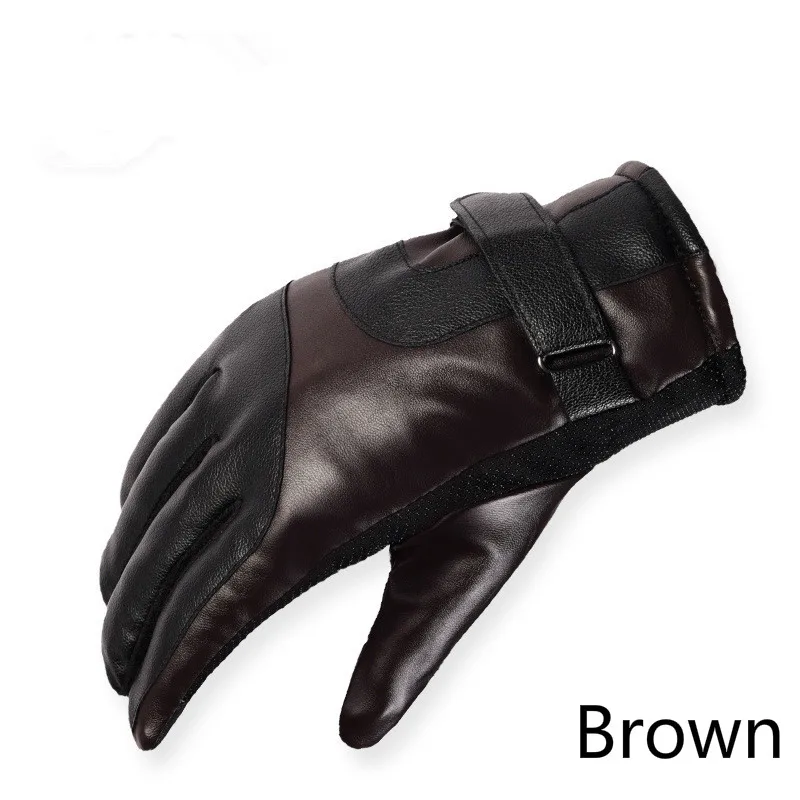 Новые зимние перчатки, мужские теплые перчатки, ветрозащитные перчатки, водонепроницаемые, для вождения, варежки для мужчин G013 - Цвет: C03Brown