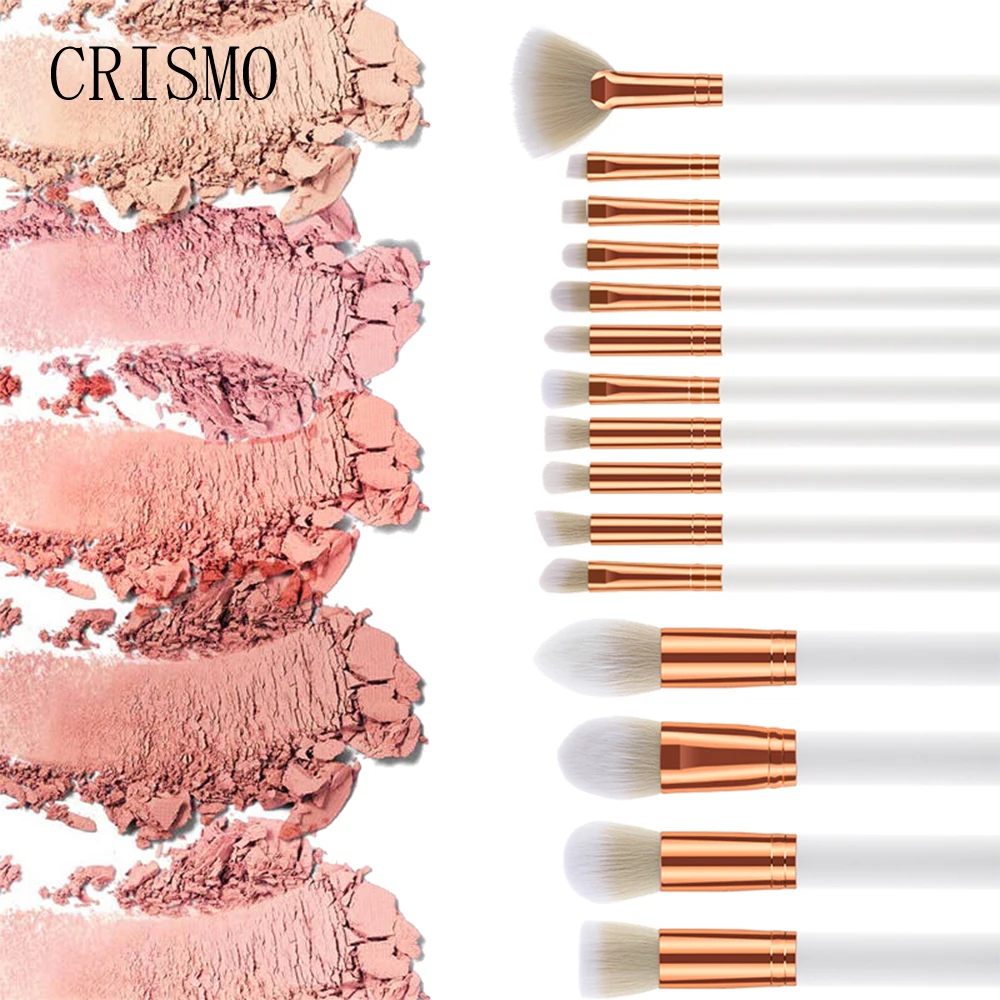 CRISMO White Makeup Brushes Set Professional Foundation Powder Blush Highlighter Eyeshadow Brush Premium Eye Makeup Brush 4