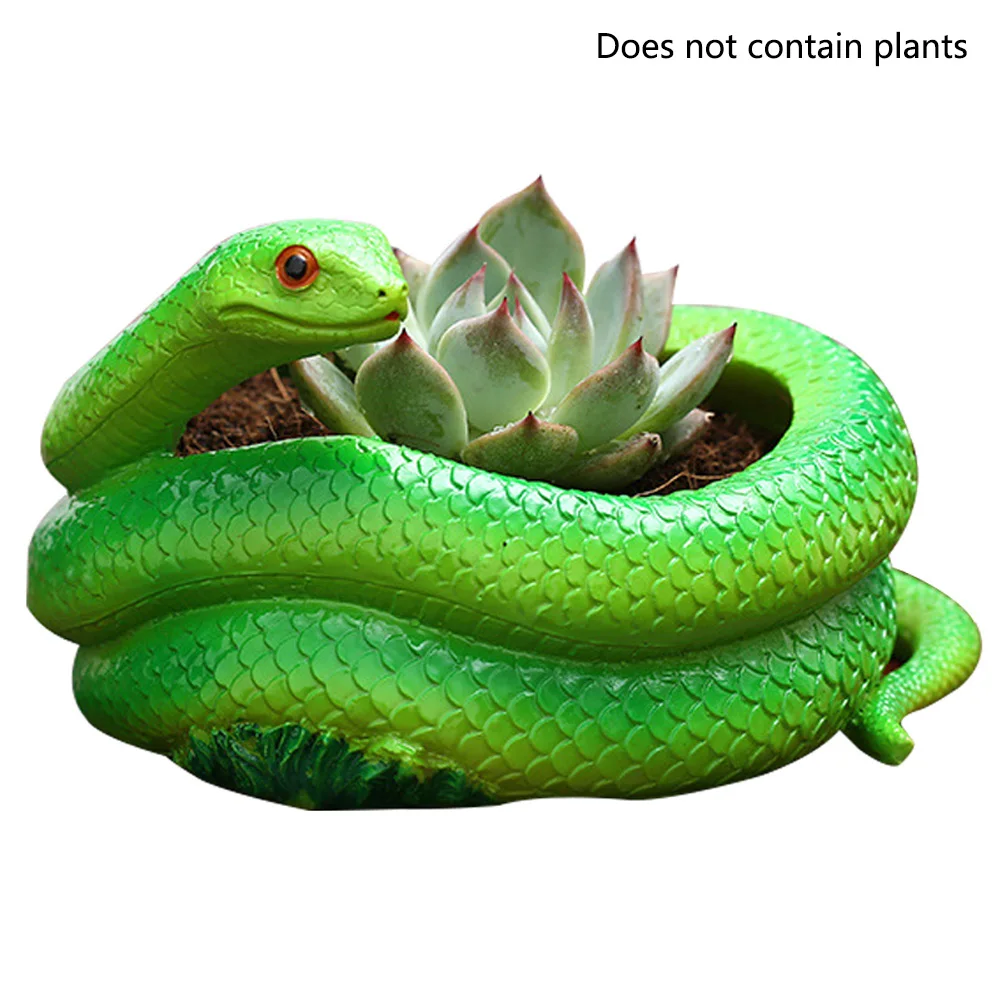 

Plants Garden Resin Craft Drain Succulent Micro Landscape Tabletop Vase Gifts Decoration Snake Shape Home Flower Pot Outdoor