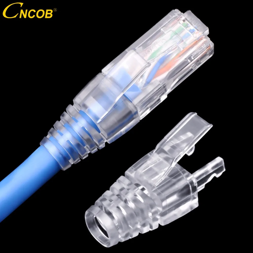 6.7mm RJ45 Connector Caps Cat6 RJ45 Plug Boots Strain Relief Ethernet Network Cable Crystal Head Protect Covers 100pcs crystal 8pin cat6 rj45 modular plug rj 45 network cable connector adapter ethernet cable plugs heads for cat5 cat6 cable