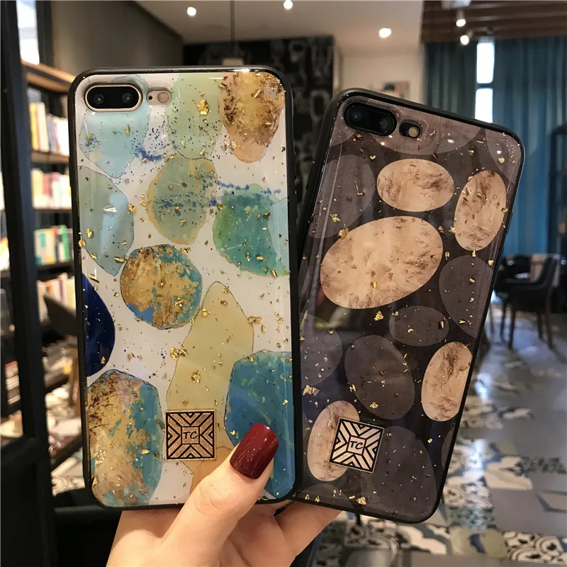 Чехол для телефона с мраморной отделкой из золотой фольги iPhone 11 Pro Max X XS XR мягкий