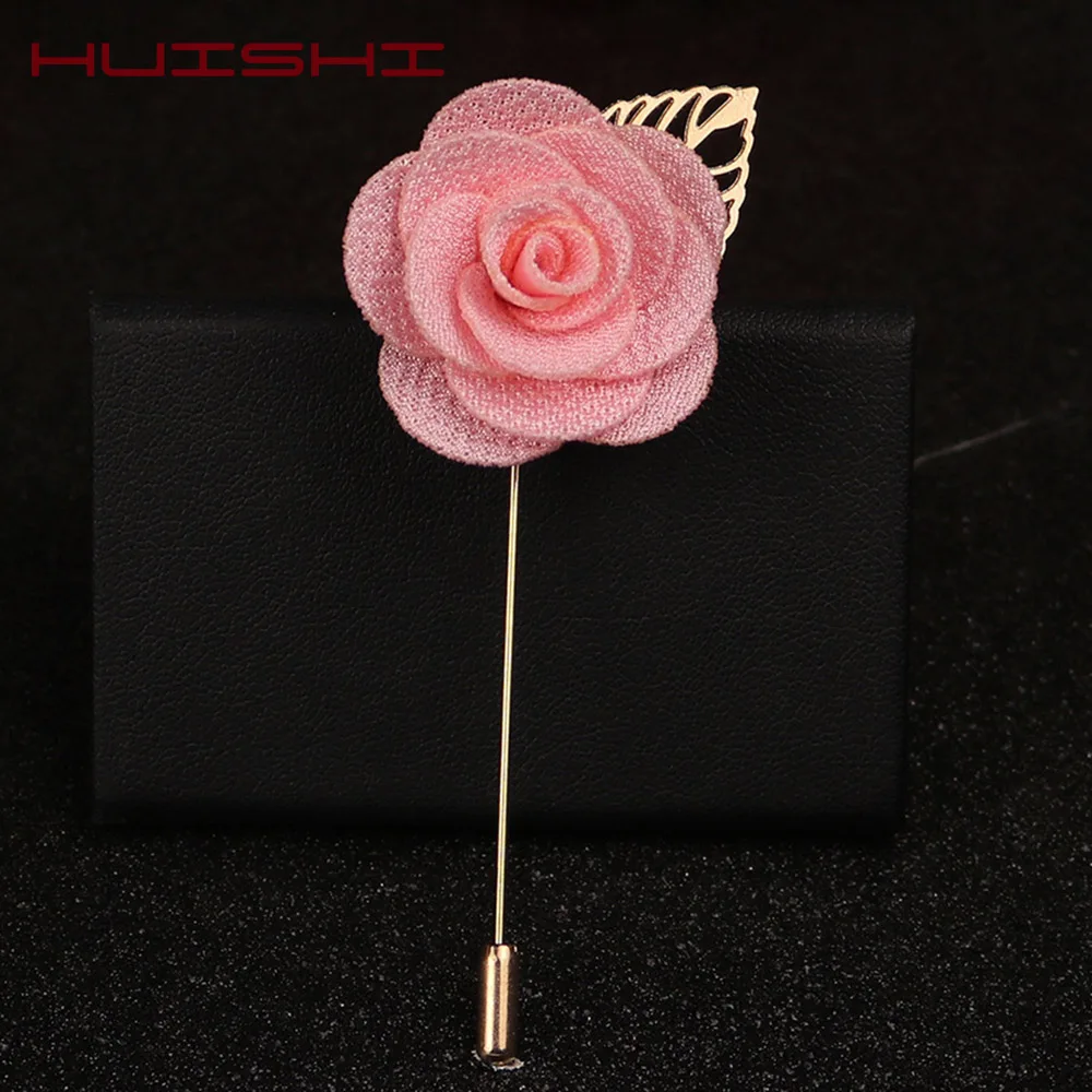 HUISHI Брошь булавка листья цветок Камелия Цветок отворот броши ручной работы ткань
