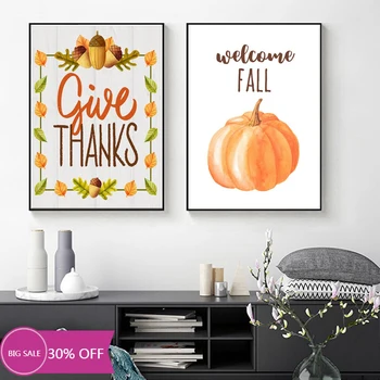 

Christmas Decoration Canvas Painting Posters Happy Thanksgiving Pumpkin Wall Art Picture Cuadros Decorativos Home Decor