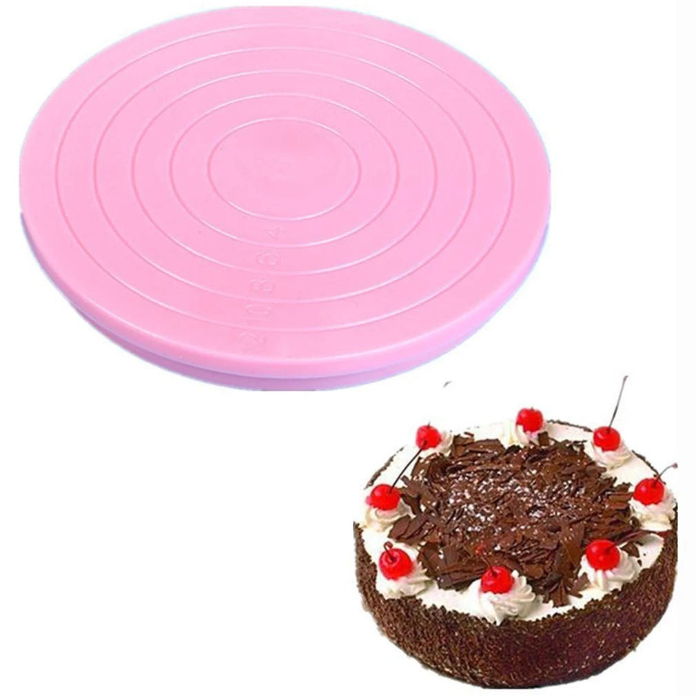 Домашняя DIY вращающаяся подставка для торта на 360 градусов 14 см, для украшения торта, розовая Нескользящая подставка