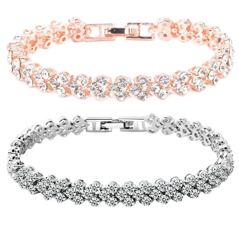 

New Bracelets for Women Bangles Woman Cubic Zircon Rhinestone Inlaid Plated Bracelet Bangle Wrist Jewelry Gift Bracelet Femme