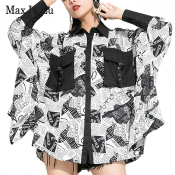 

Max LuLu 2020 Korean Punk Style Ladies Spring Shirts Women Luxury Printed Tops And Blouses Loose Oversized Patchwork Female Tops