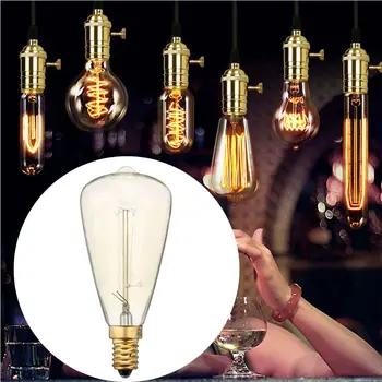 

110V 60W Vintage Edison Bulb ST48 Antique Tungsten Filament Incandescent E12 Base For Home Decoration Q0KF