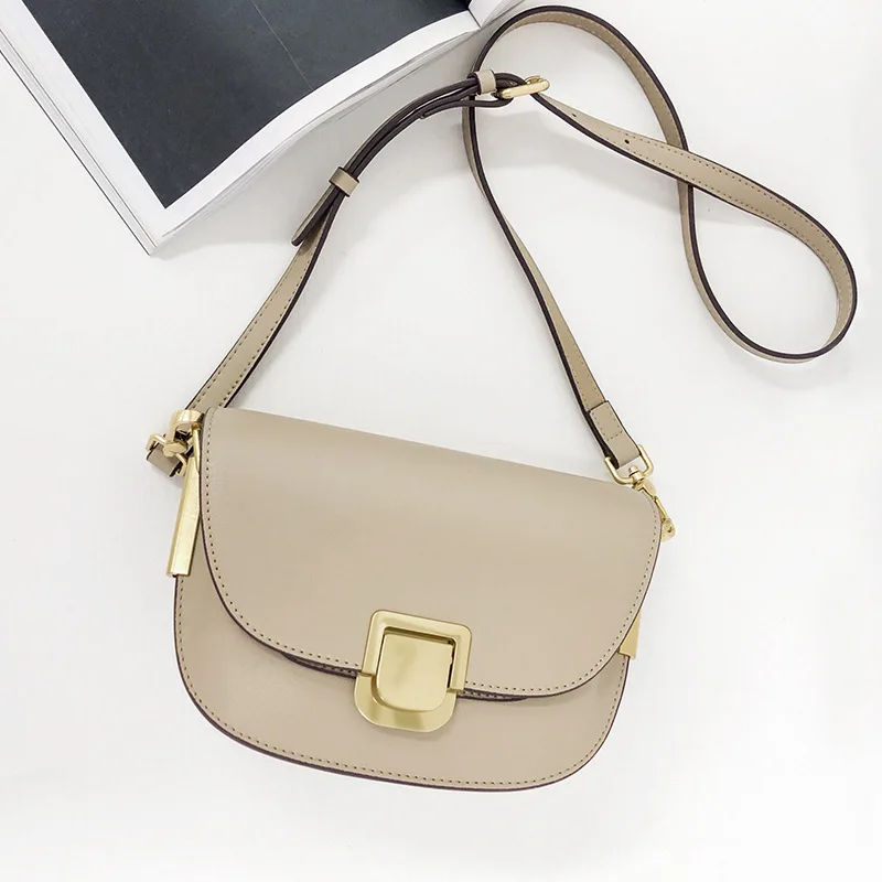 

Saddle Bag Genuine Leather Women Handbag Designer Thread single shoulder Messenger bag Vintage Round Clutch Crossbody Bag Bolsos