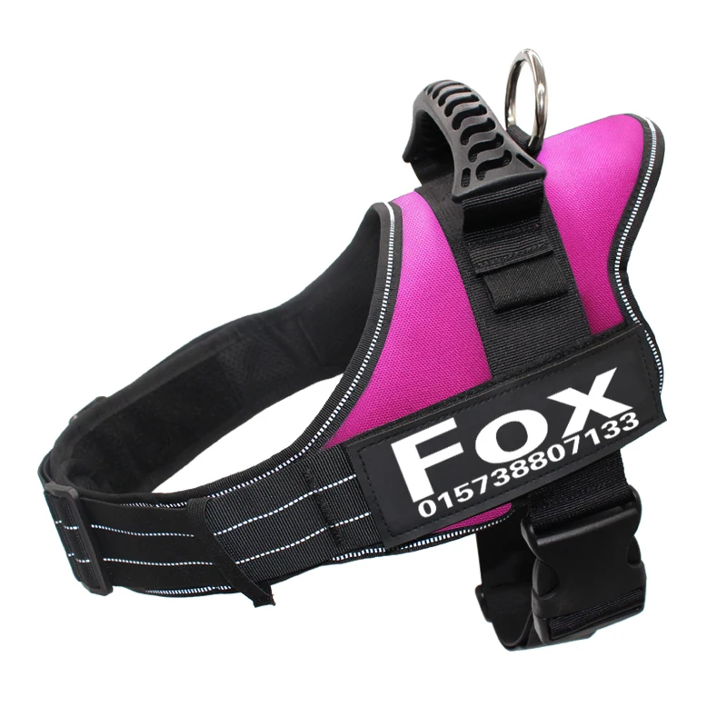 pink FML домашнее животное шлейки персонализированные собаки жгут для больших собак мягкий ошейник удалены на заказ нашивки ID ярлык имя питомца светоотражающий жилет - Цвет: pink
