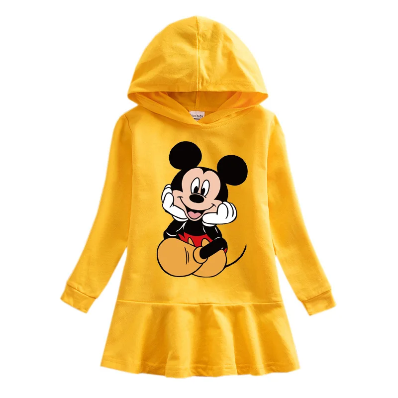 Весенне-осенние вечерние платья с длинными рукавами для девочек на день рождения Одежда для рождественских праздников хлопковые детские платья с Микки платье для маленьких девочек Vestidos, от 2 до 10 лет