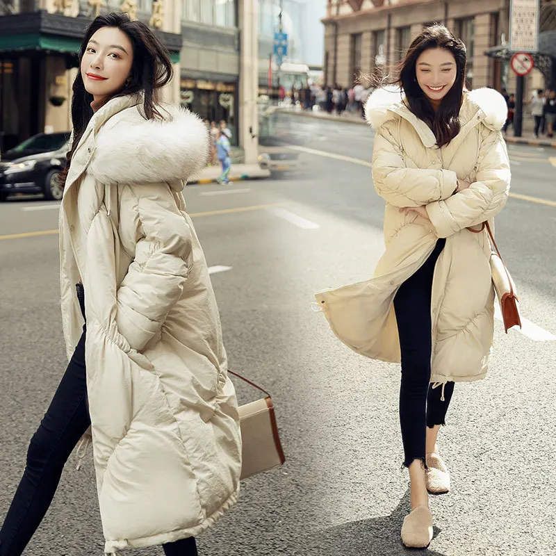 

Photo Shoot 2019 Winter Long INS Hong Kong Style Long Loose-Fit Bread Cotton Coat Oversize Coat College Style Cotton Coat