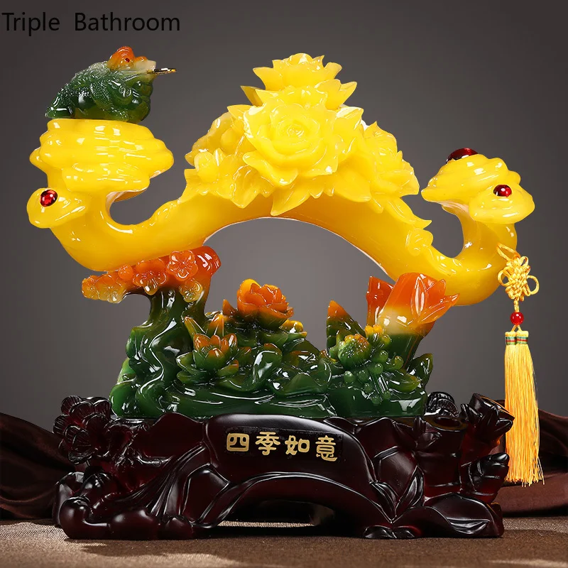 Chinese-Resin-Yu-Ruyi-Decorations-Crafts-Home-Living-Room-TV-Cabinet ...