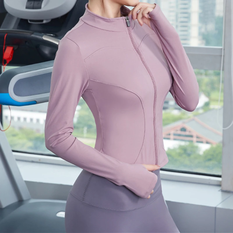 Vansydical Women Athletic Sport Shirts Slim Long Sleeve Fitness Top Yoga Crop Gym Jacket Workout Sweatshirts With Thumb Hole