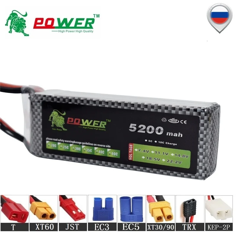 Batterie Lipo 11.1V 1500-5200mAh pour Drone RC T Plug XT60