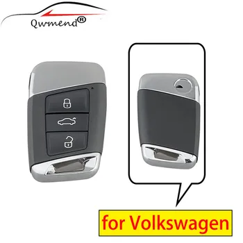 

QWMEND 3 Buttons Smart Car Key Shell for vw Tiguan MK2 Magotan Passat B8 CC Skoda Superb A7 2016-2020 Car Remote Key Fob Case