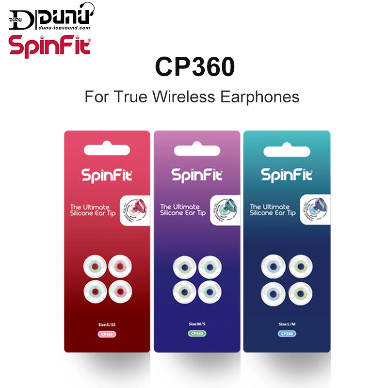 Силиконовые наушники DUNU SpinFit CP360 для истинных беспроводных Bluetooth наушников 1 карта/2 пары включает два размера(маленький/очень маленький