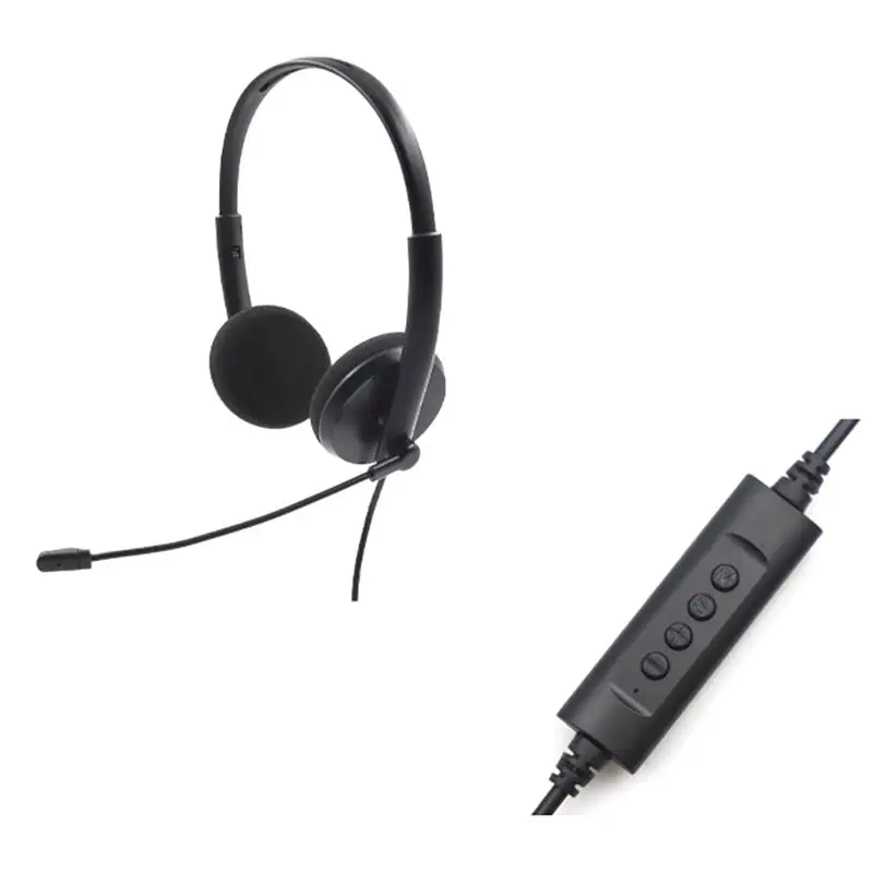Call Center USB Headset Noise Cancelling Headset Headphone with Microphone Volume Control Function