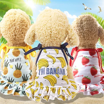 

Pet Dog Clothes Beach Couples Summer Dog Dress for Small Dogs Clothing Breathable Fruit Dress Skirt Pet Vest Chihuahua Yorkie