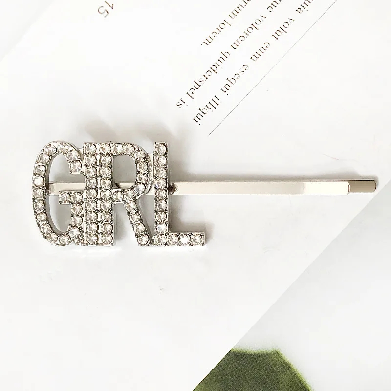 GIRL Silver 1 шт., заколки для волос с кристаллами и буквами, стразы, заколки для волос, заколки для волос, инструменты для укладки волос, аксессуары, ювелирный подарок - Цвет: GIRL Silver
