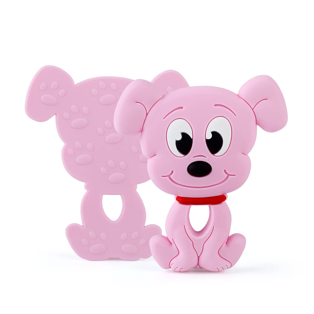 Pink Keep& Grow 1 шт. мультфильм собака силиконовый Прорезыватель для зубов пищевой грызун Детские Прорезиненные прорезиненное Силиконовое ожерелье для прорезывания зубов бусины игрушки для кормления - Цвет: Pink
