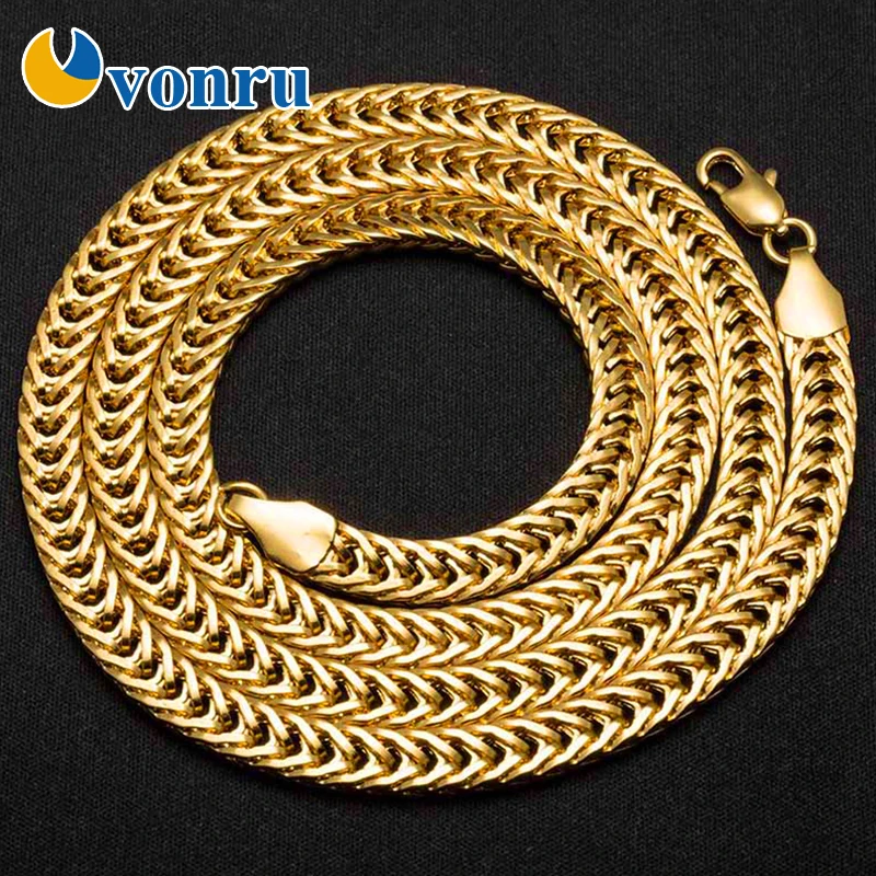 VONRU Snake Bone Thick Necklace For Men Gold Color Long Chain Necklaces Metal Hip Hop Cool Simple Jewelry Gifts | Украшения и