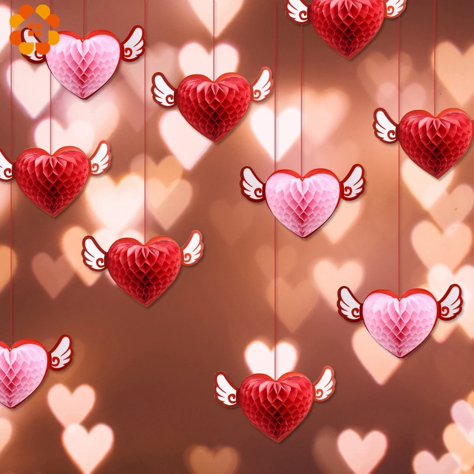 1PC DIY Heart Honeycomb Ball Paper Flowers Backdrop Decor For Home Garden Wedding Party Decoration Valentine's Day Supplies | Дом и сад
