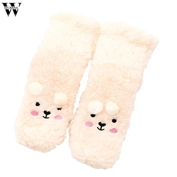 

Womail Ladies Women's Tube Cartoon Coral Velvet Floor Socks Warm Sleep Socks Thick Polyester