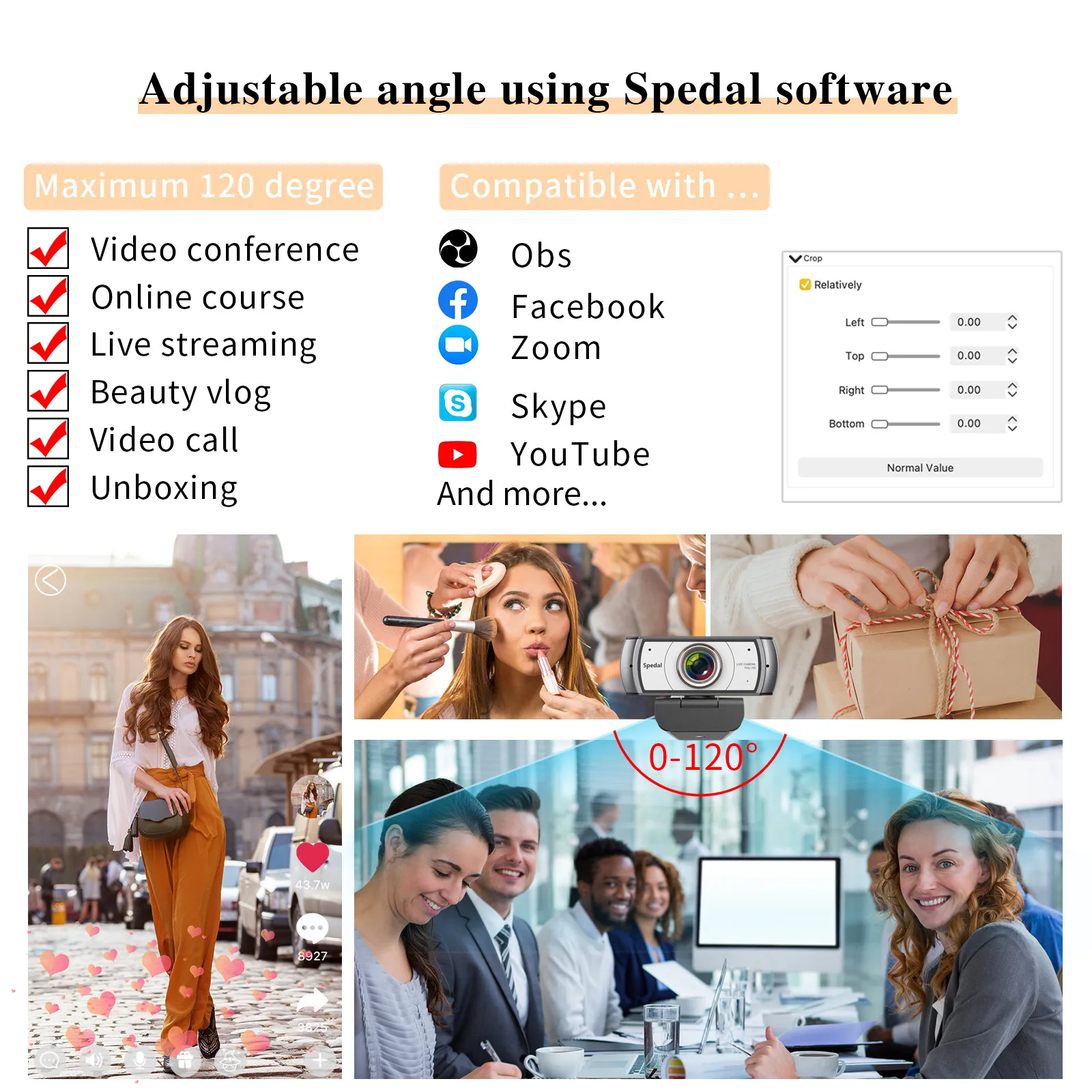 C920 Pro 120 ° 광각 웹캠, 풀 HD 1080P, 삼각대 포함, 공식 소프트웨어, USB 웹 카메라 소프트웨어 제어, Mac PC용, 신제품