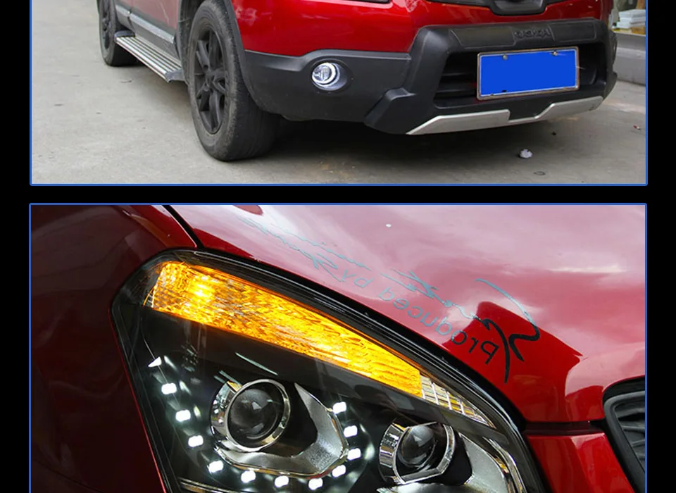 Фары для автомобиля Nissan 2007- Qashqai DRL дневные ходовые огни головная лампа светодиодный Биксеноновая лампа Противотуманные фары, аксессуары для автомобиля