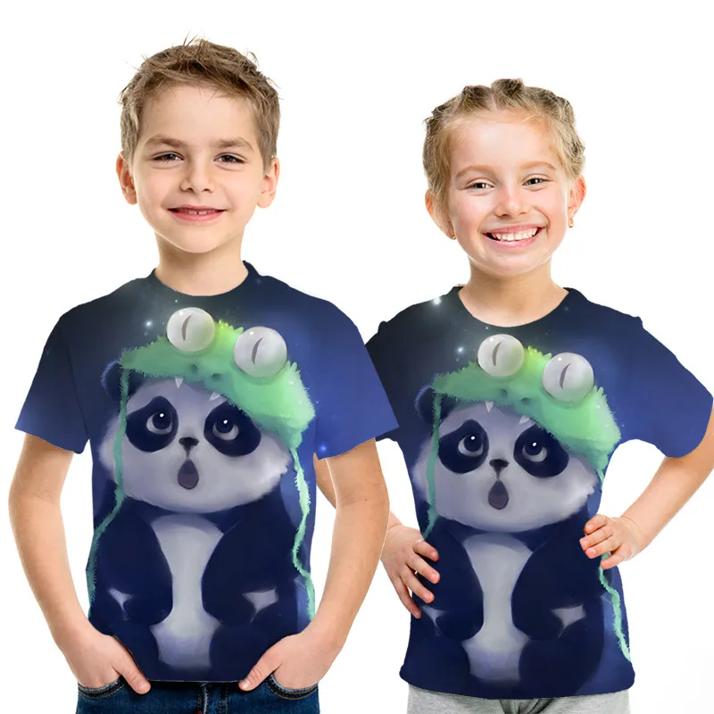 Новинка года, футболки для мальчиков и девочек футболки с короткими рукавами с изображением кота детская одежда с объемным рисунком, kawaii - Цвет: picture color