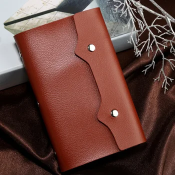 

Fashion Mini Card Bag PU Leather Travel With Hasp Portable Business 108 Card Positions Slots Storage Solid Color Gifts