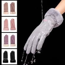 Evrfelan дизайн Зимние перчатки для женщин сенсорный экран водонепроницаемые перчатки кожаные толстые теплые перчатки женские эластичные варежки