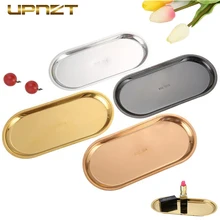 Высококачественный поднос для хранения из нержавеющей стали цвета розового золота серебристо-черного цвета, овальная тарелка для фруктов, ювелирный дисплей, металлический поднос, принадлежности для хранения