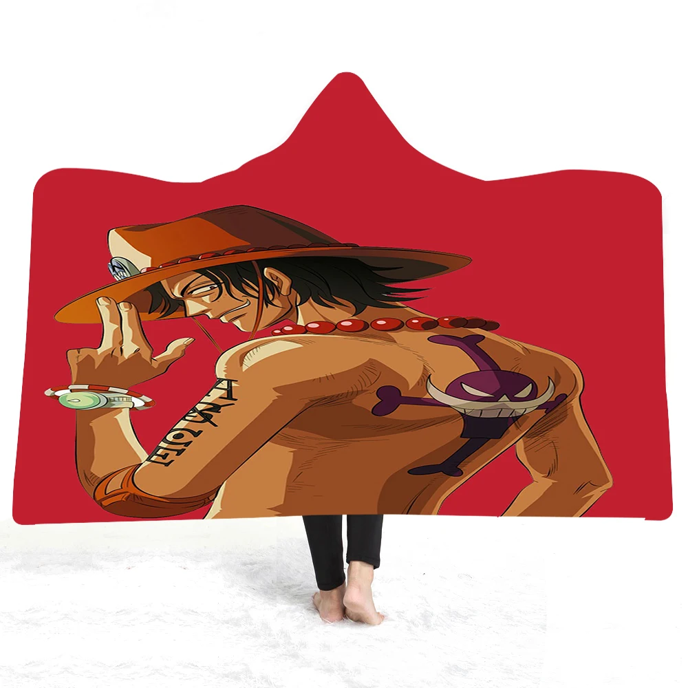 

One Piece 3D Print Blanket Japanese Anime Wearable Hooded Throw Blanket Warm Soft Blanket for Bed Sofa Fleece Sherpa Blanket