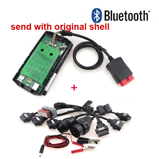 Obd Obd2 сканер для Delphis Ds150e. R0 Bluetooth для Cdp Pro автомобилей и грузовиков диагностический инструмент+ 8 автомобильных кабелей - Цвет: Delph1 with cable BT