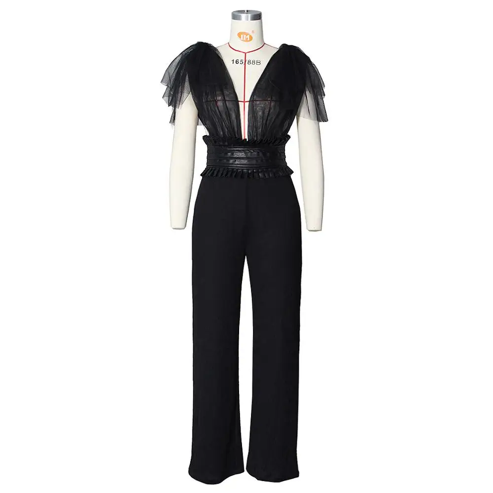 Сексуальные комбинезоны из прозрачной сетки искусственной кожи с бантом и