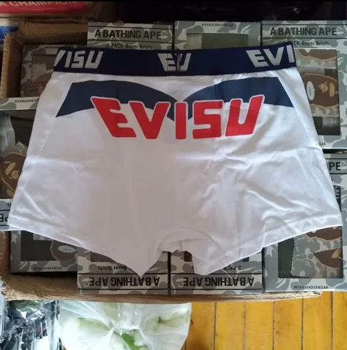 Новые полки Аутентичные Evisu повседневные мужские Tide бренд-Боксер Дышащие Боксеры хлопок печати мода боксер короткий жилет - Цвет: White M