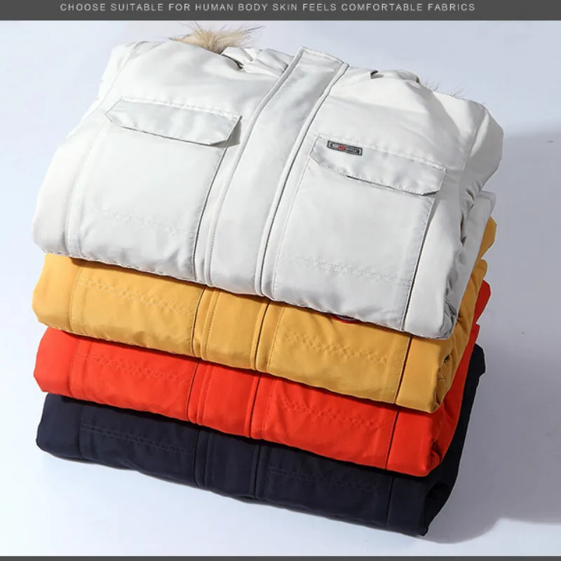 kezrea Winter New Male Casual Hooded Outwears Coat Men Down Jacket Warm Fur Overcoat Men's Solid Thick Fleece Zipper Jackets