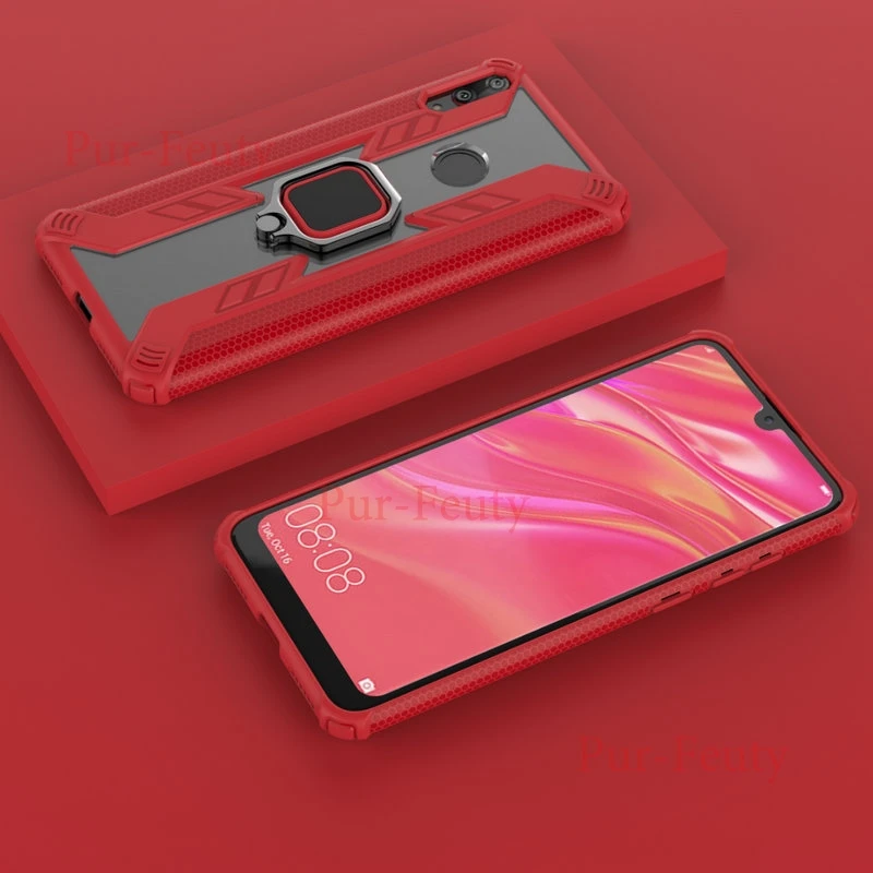 Чехол для huawei Y7 huawei Y 7 Силиконовый Броня бампер ударопрочный металлический кольцо Высокое качество задняя крышка для huawei lxdub LX1 LX2 L22