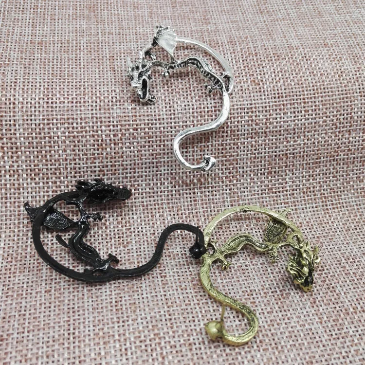 ER018 Hot Retro Fashion rock and roll dragon Earhook not pierced ears Earrings for women jewelry