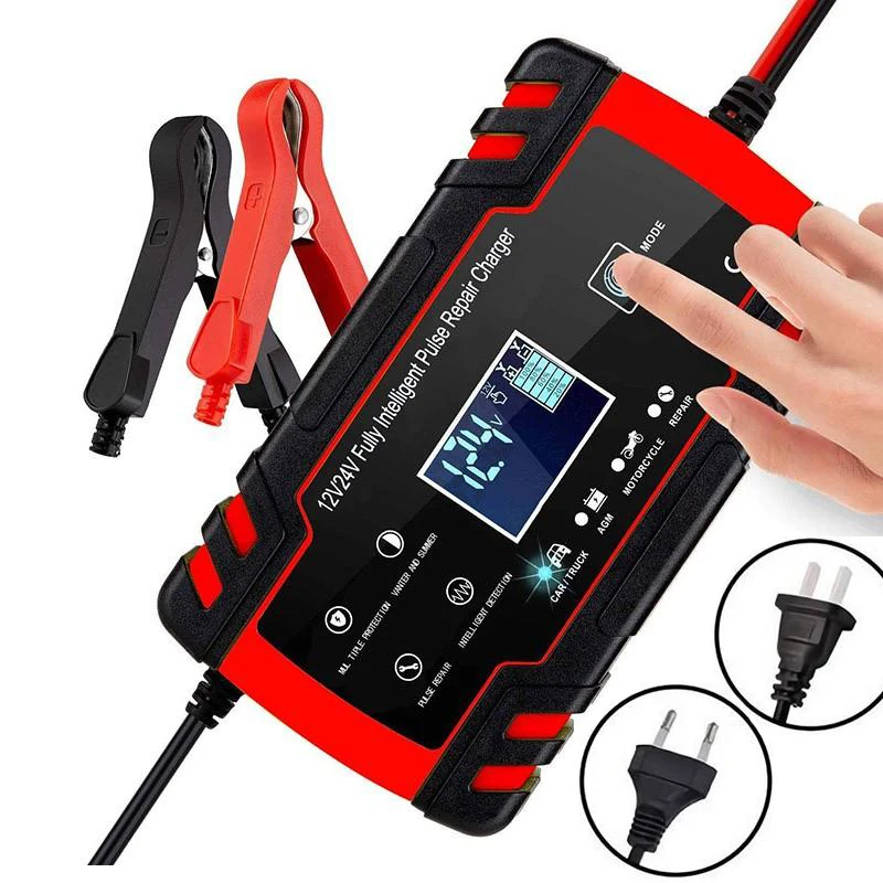 

12V 8A 24V 4A Fast Car Battery Charger LCD Display Fully Automatic Smart Repair Chargers For AGM GEL WET Dry Lead Acid Batteries
