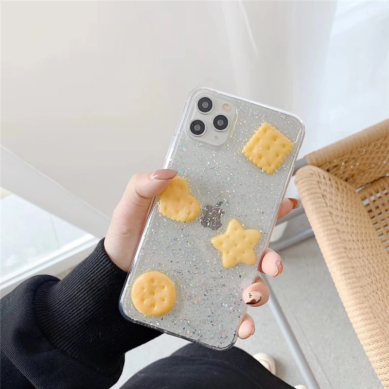Милая Капля клея Bling 3D печенья чехол для телефона для Iphone 11 Pro Max X Xr Xs Max 7 8 Plus Мягкий ТПУ силиконовый прозрачный чехол-накладка