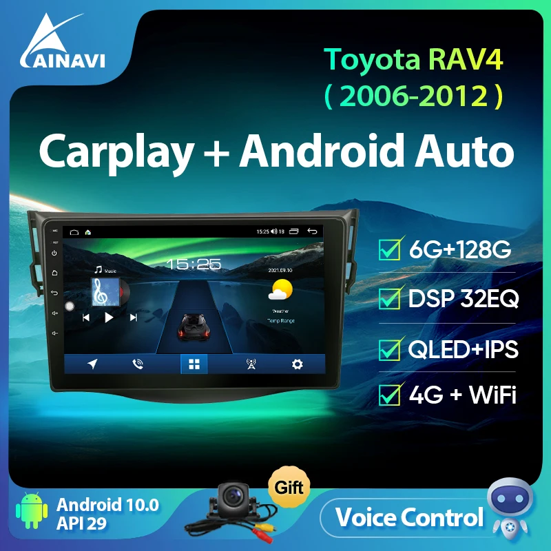 Ainavi Android 10 0 автомобильное радио 8 ядер QLED для Toyota RAV4 2006-2012 автомобильный