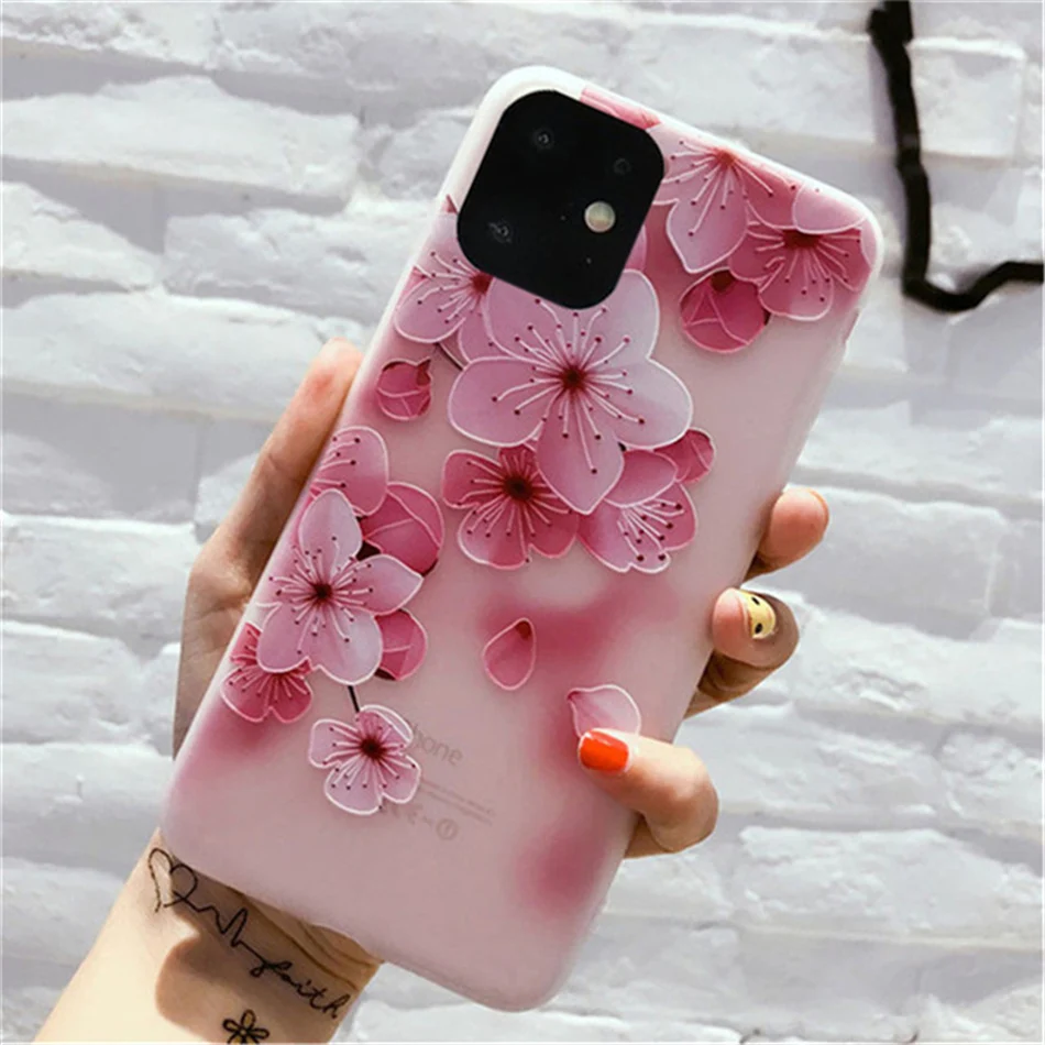 13 case Lovebay Matte Case For iPhone 13 12 11 Pro Max X XR XS Max 6 6s 7 8 Plus 5 SE 3D Art Rose Flower Painting Relief Soft TPU Cover iphone 13 case clear