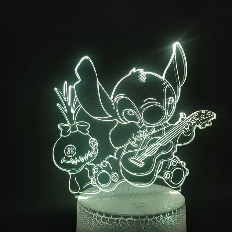 Стежка собака 3d лампа прекрасный мультфильм воспроизводит гитарную светодиодную ночную лампу многоцветная с пультом дистанционного управления для комнаты декоративное ночное освещение