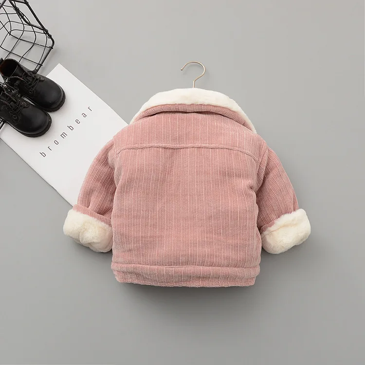Плотное хлопковое зимнее пальто для новорожденных; Модный Кардиган для маленьких девочек с кроличьим мехом; теплое пальто с длинными рукавами для малышей; детский зимний комбинезон; одежда