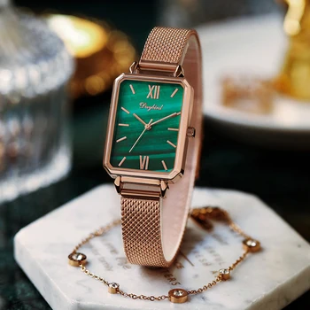 

Women Watches Luxury Brand Ladies Quartz Watch Rose Gold Green Fashion Watch Women Gift for Women relojes para mujer New 2020