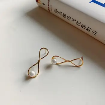 

100% Authentic 925 Sterling silver perpetual eternal Love infinity knot with round pearl Stud earrings FINE jEWELRY TLE858