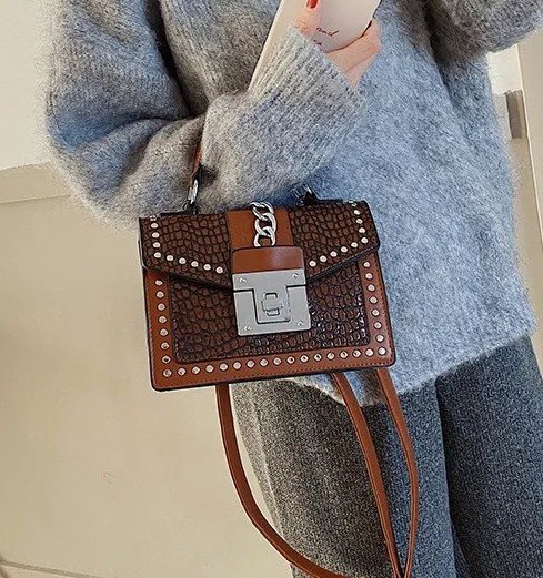 Модная женская сумка с крокодиловым узором Высококачественная кожаная на плечо