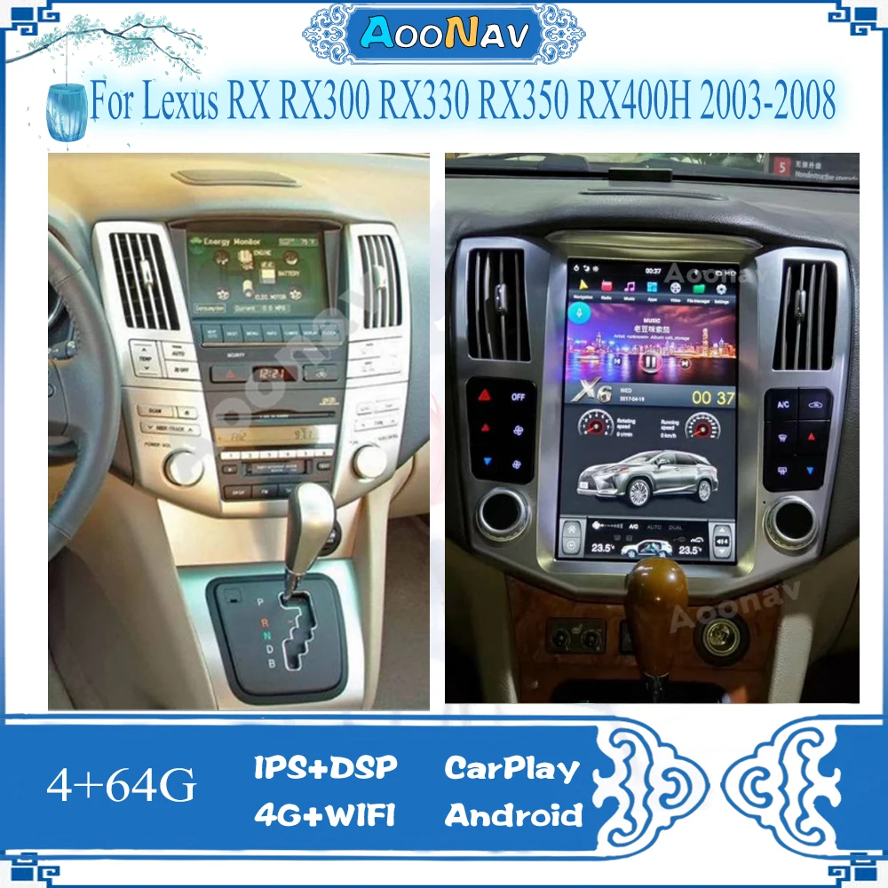 

For Lexus RX RX300 RX330 RX350 RX400H Android Radio Tape Recorder 2004 - 2007 Car Multimedia Player Stereo Head Unit Tesla Navi